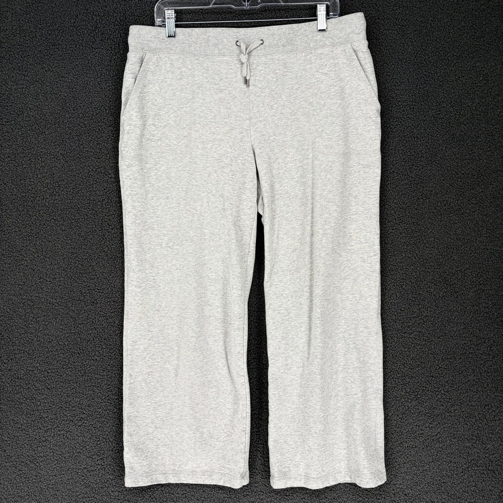 LL Bean Womens Large Petite Gray Cotton Blend Drawstring Sweatpants 519028